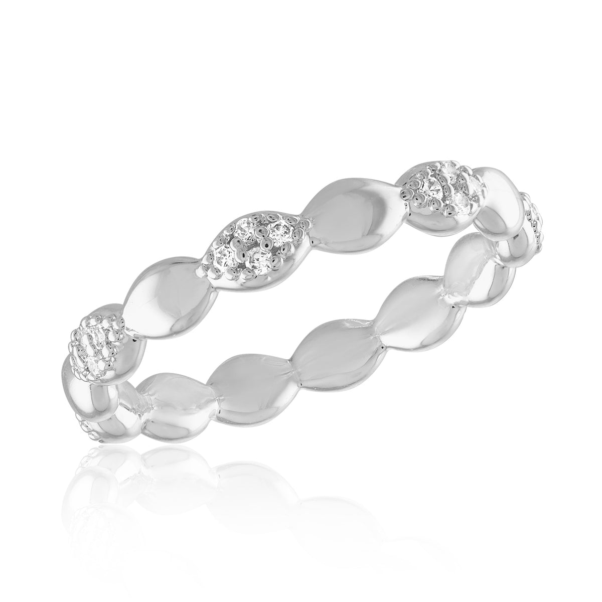 Endless CZ Studded Oval Stack Ring