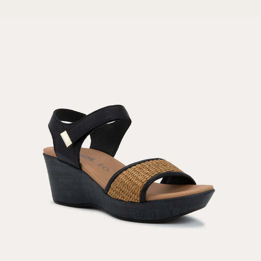 Naot Summer Rafia Black Golden Brown