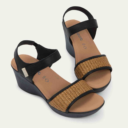 Naot Summer Rafia Black Golden Brown