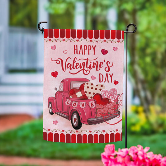Evergreen Truck Full Of Love Suede Garden Flag