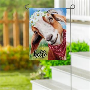 Evergreen Hello Floral Goat Suede Garden Flag