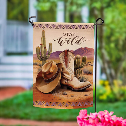 Evergreen Wild West Suede Garden Flag