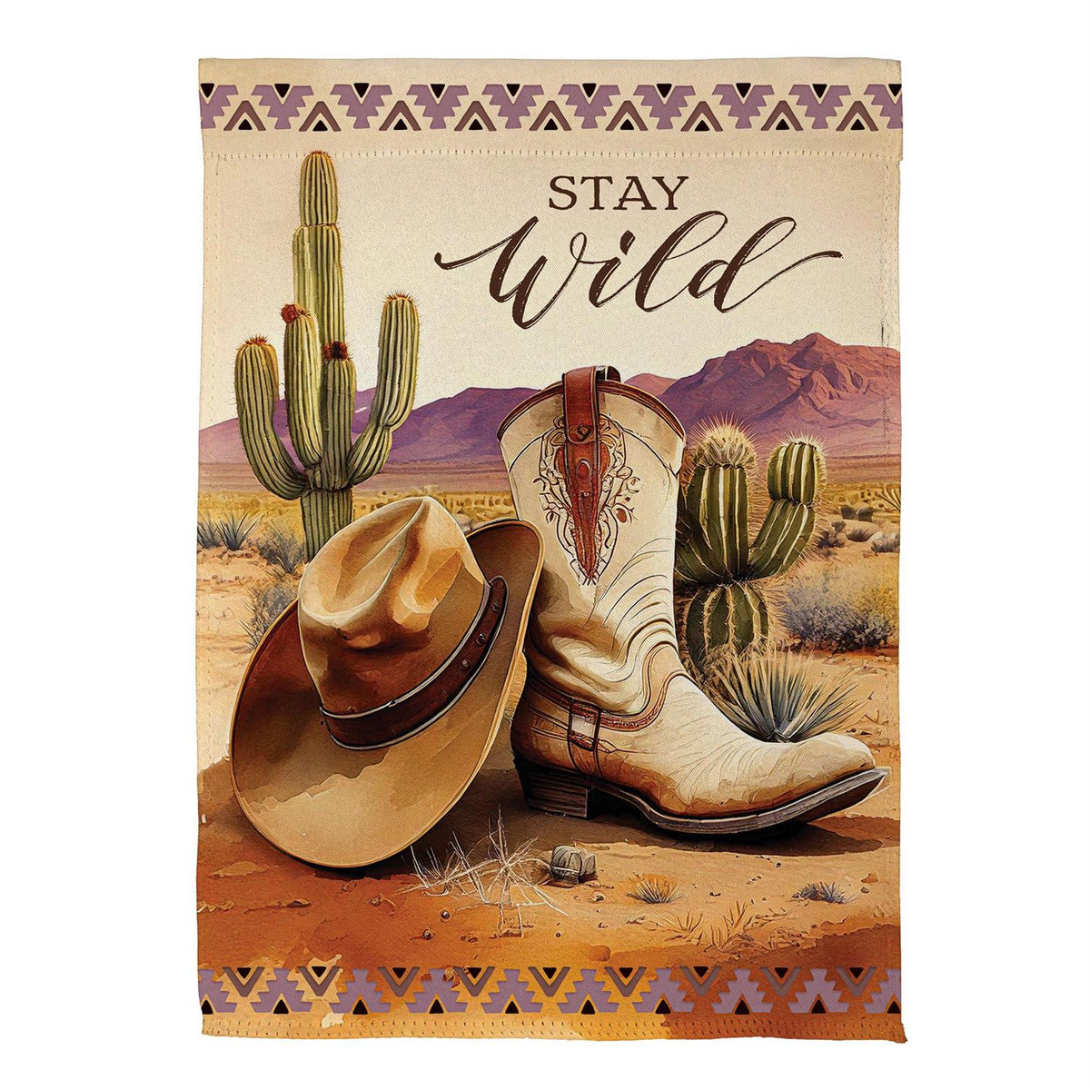 Evergreen Wild West Suede Garden Flag