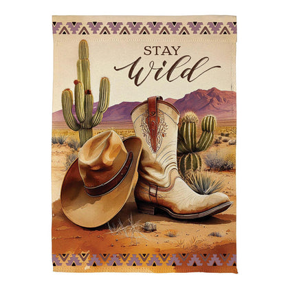 Evergreen Wild West Suede Garden Flag
