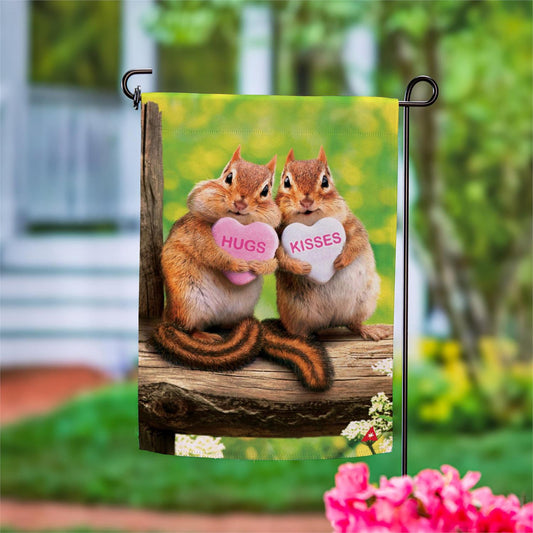 Evergreen Valentine Chipmunks Suede Garden Flag