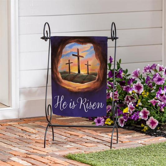 Evergreen Empty Tomb Suede Garden Flag