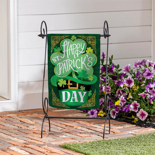 Evergreen Happy St. Patrick's Day Suede Garden Flag