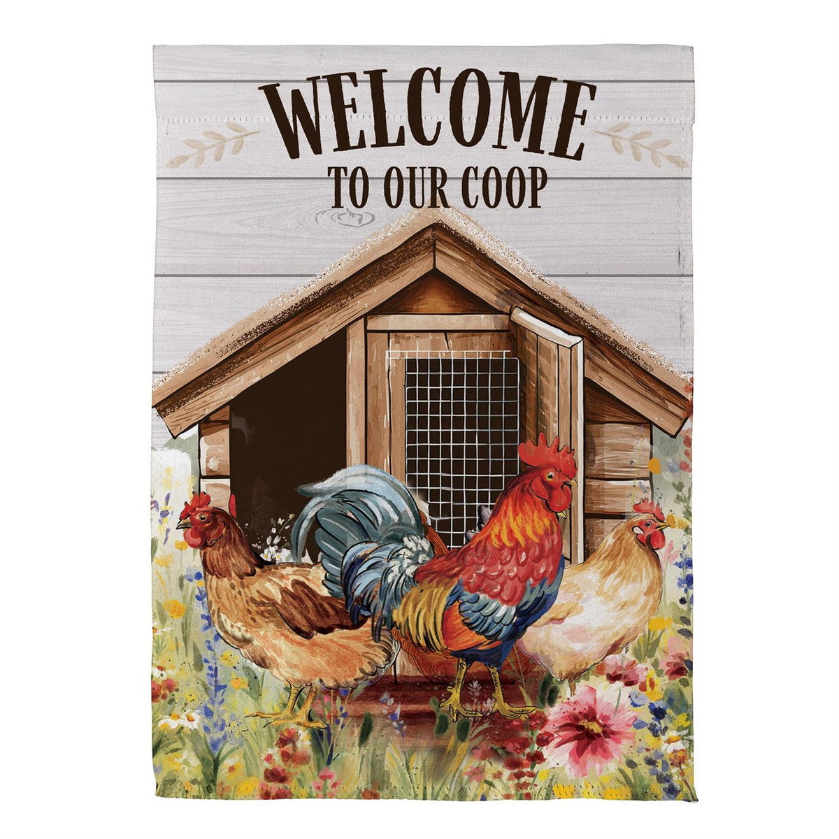 Evergreen Petal & Plow Coop Suede Garden Flag
