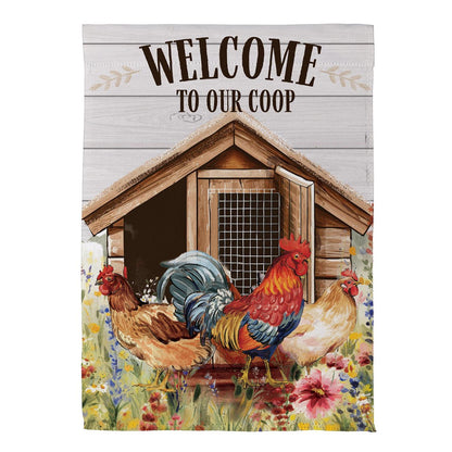 Evergreen Petal & Plow Coop Suede Garden Flag