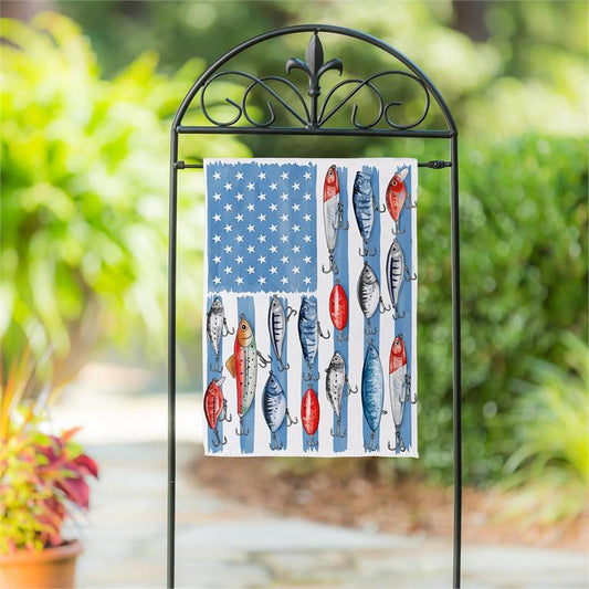 Evergreen Fishing Life Suede Garden Flag