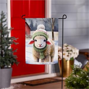 Evergreen Holly Homestead Winter Lamb Suede Garden Flag