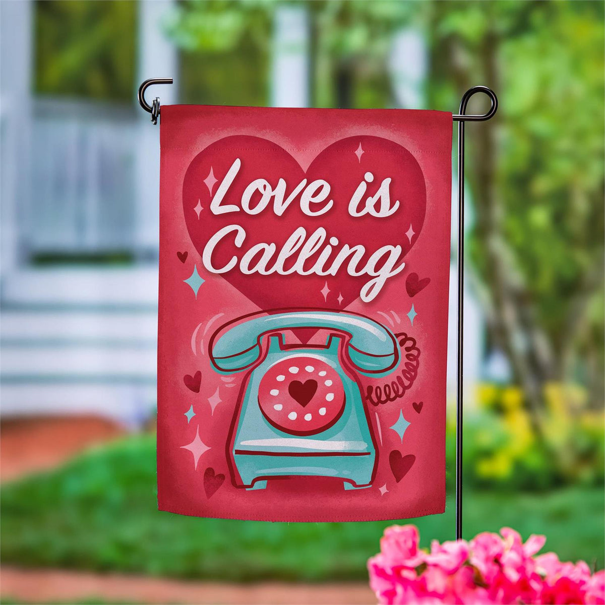 Evergreen Love Is Calling Suede Garden Flag