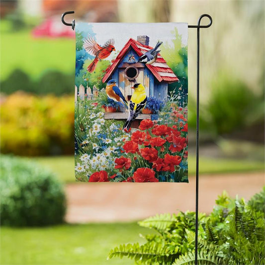 Evergreen Americana Songbirds Suede Garden Flag