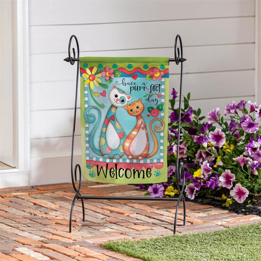 Evergreen Purr-fect Day Suede Garden Flag
