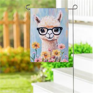 Evergreen Floral Llama Suede Garden Flag
