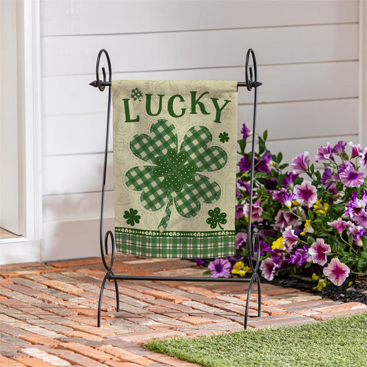 Evergreen Lucky Clover Suede Garden Flag