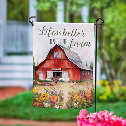 Evergreen Petal & Plow Barn Suede Garden Flag
