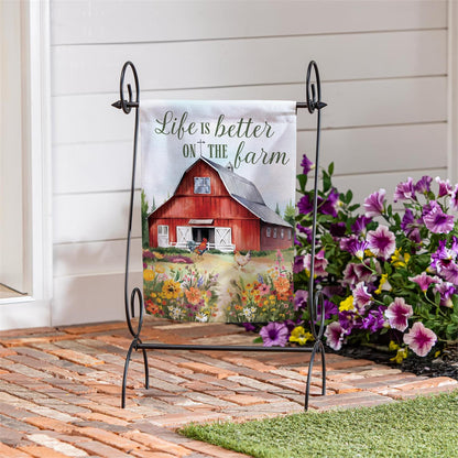 Evergreen Petal & Plow Barn Suede Garden Flag