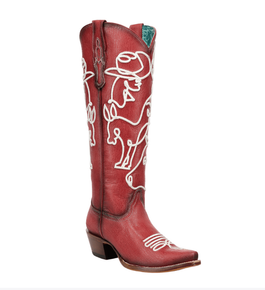 Corral Red Cowboy Embroidery Glow In The Dark Tall Top