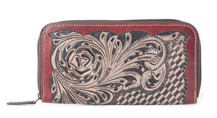 Myra Crimson Weave Wallet
