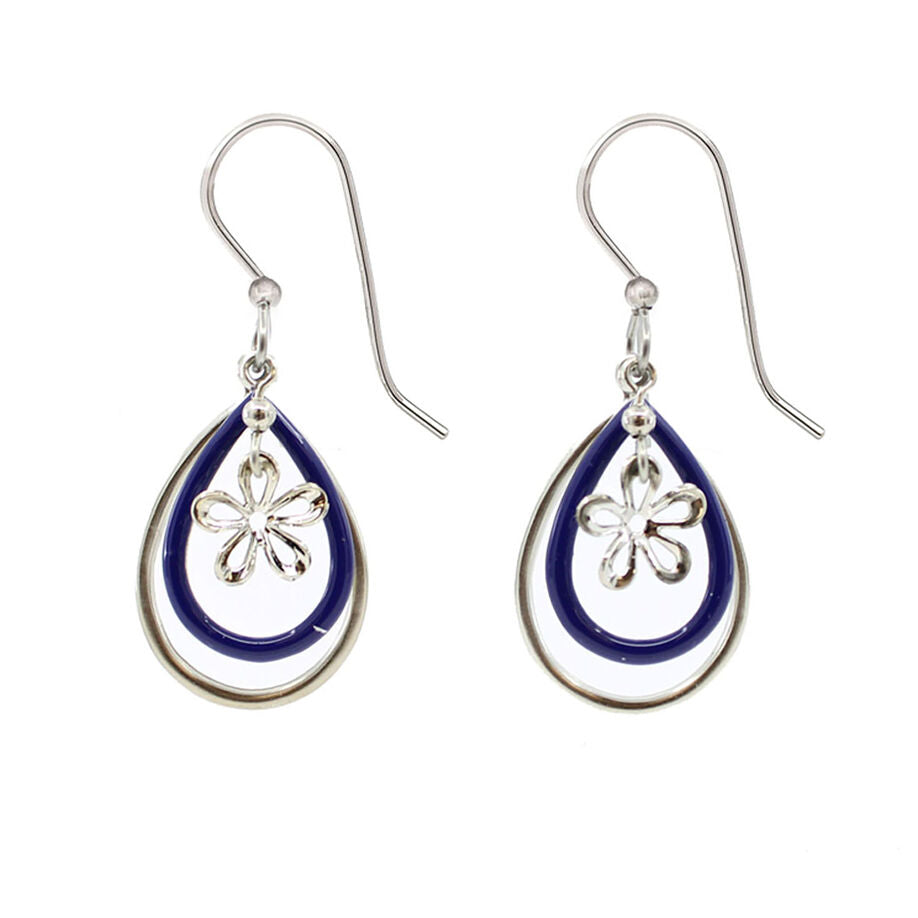 Silver Forest Earring Teal Silver Teardrop Flower