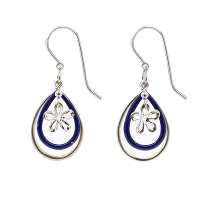 Silver Forest Earring Teal Silver Teardrop Flower