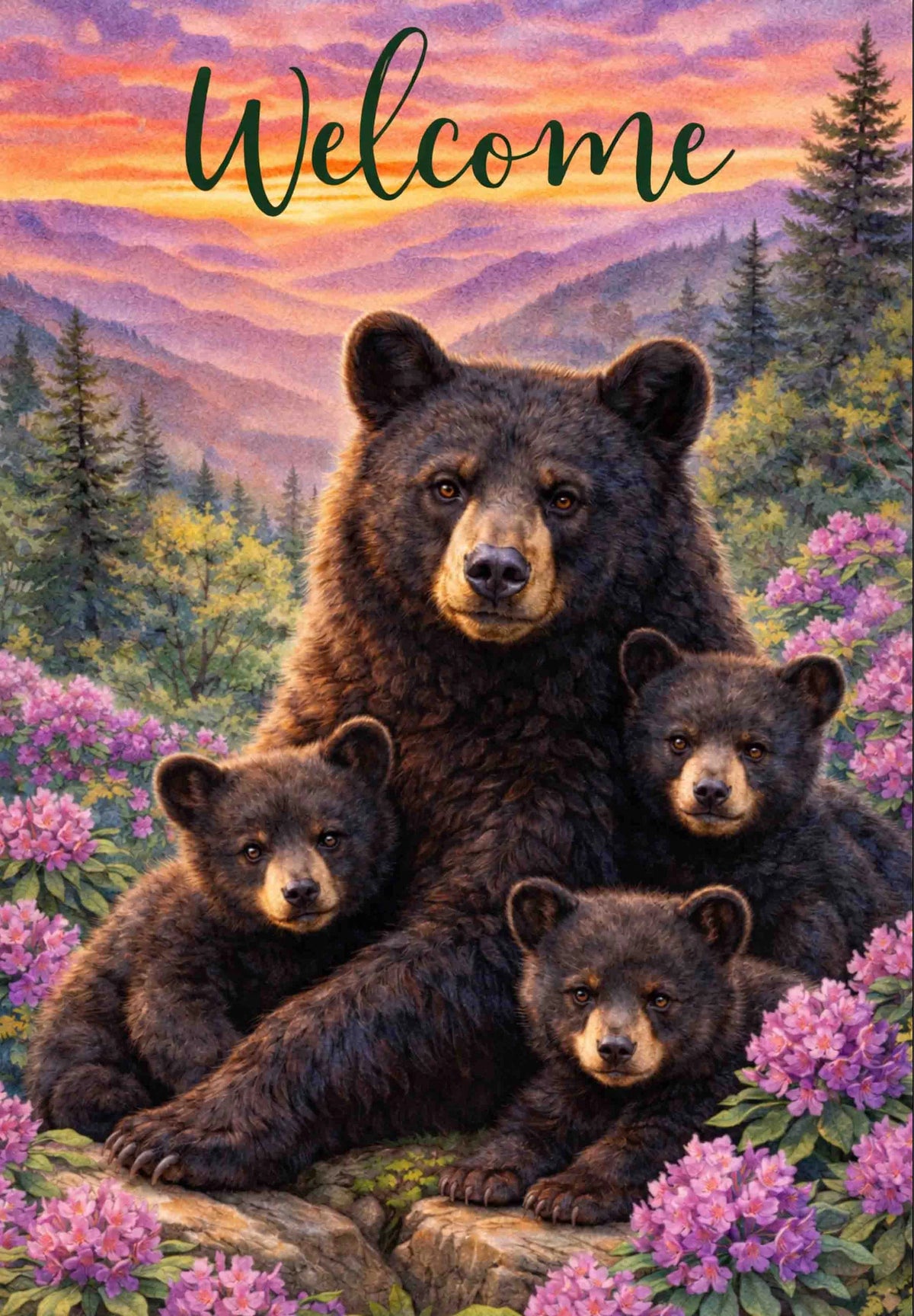 Charleston Sunset Mama and Cubs Garden Flag