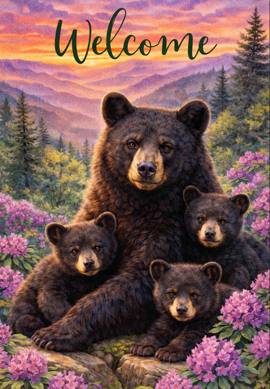 Charleston Sunset Mama and Cubs Garden Flag