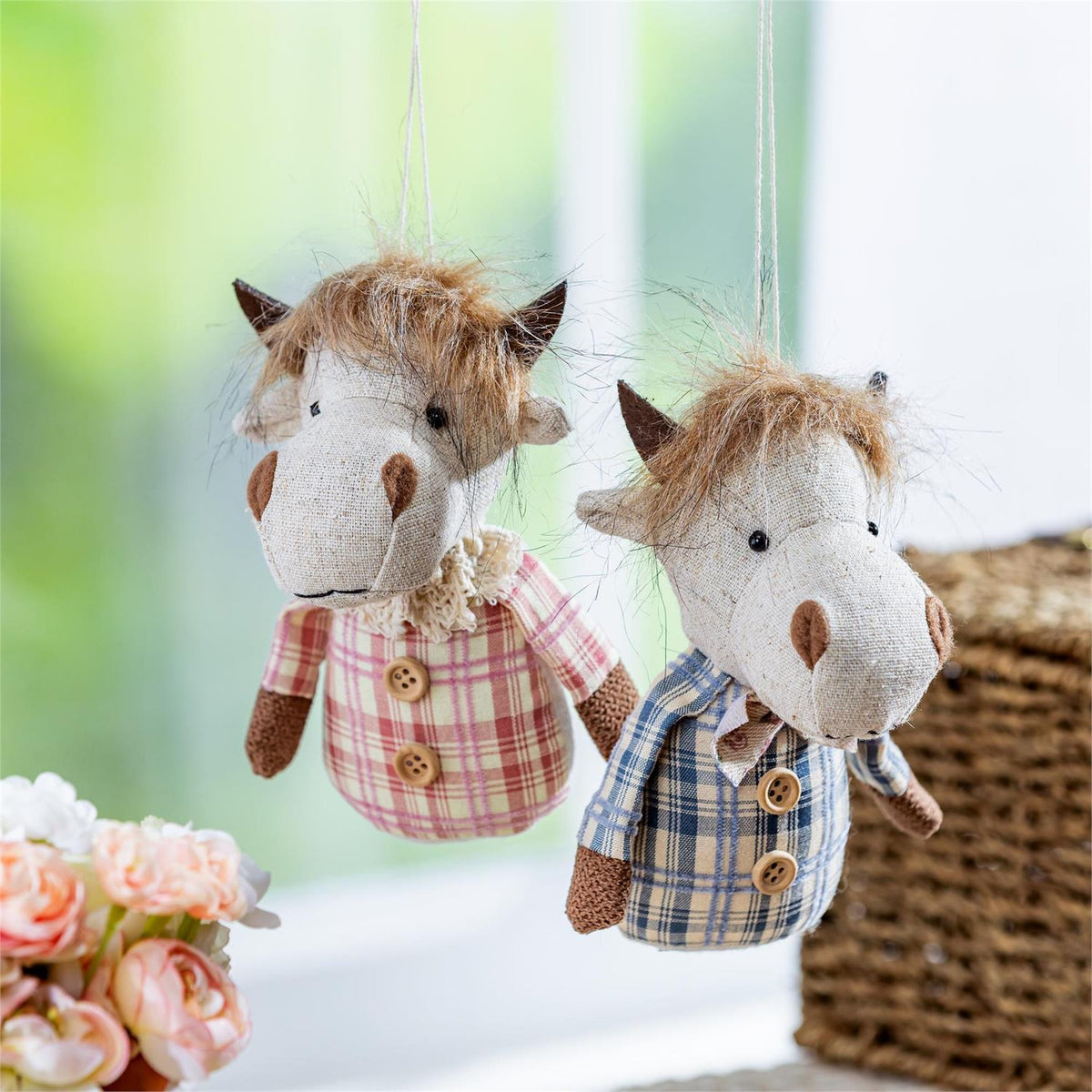 Evergreen Petal & Plow Hanging Decor Cows