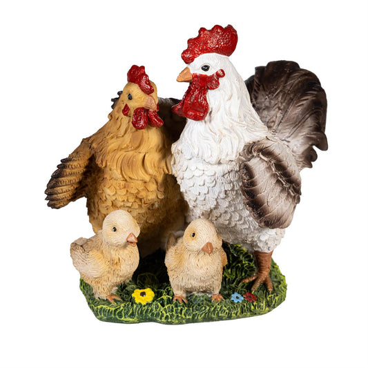 Evergreen Petal & Plow Table Decor Resin Farm Chicken Family