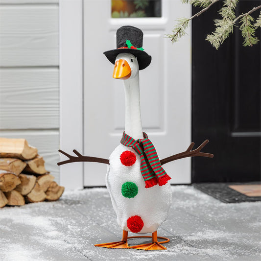 Evergreen Porch Goose Outfit Snowman