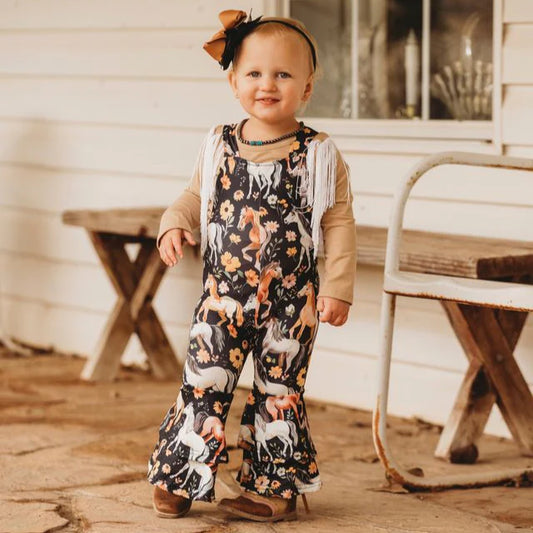 Shea Baby Horsing Around Bell Overalls