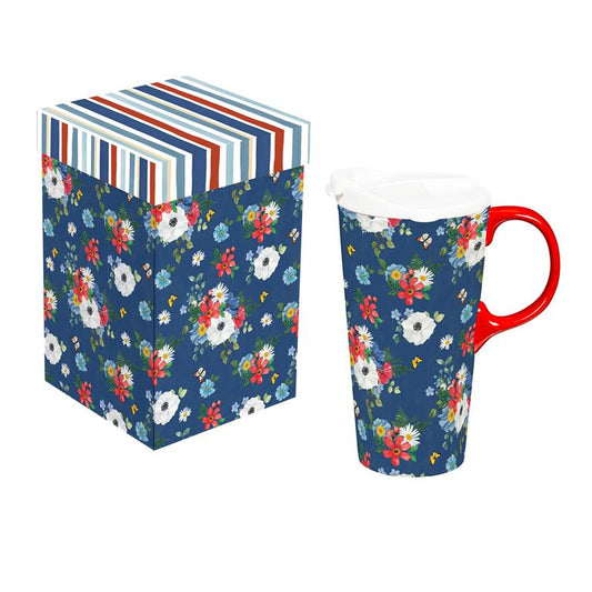 Evergreen Ceramic Travel Cup Blooming Americana