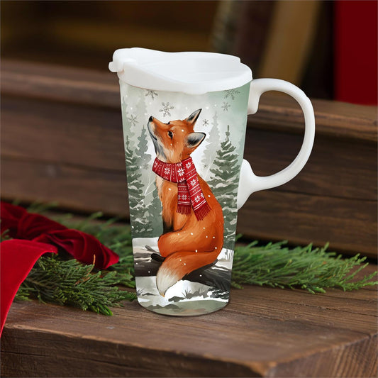Evergreen Ceramic Travel Cup Winter Grove Fox