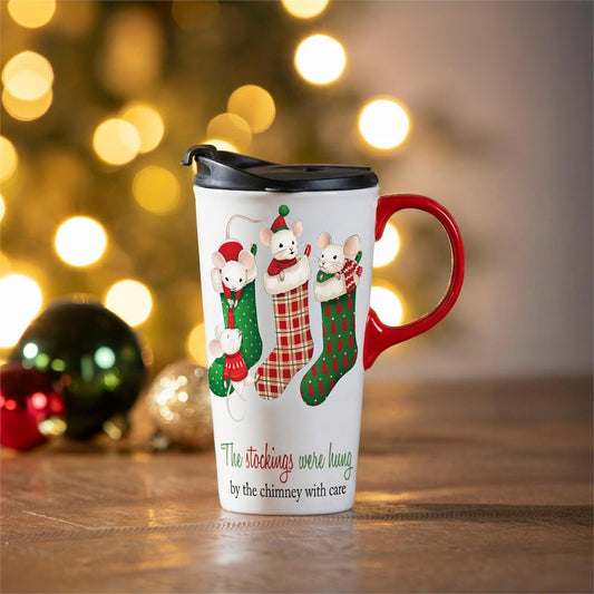 Evergreen Ceramic Travel Cup Twas the Night