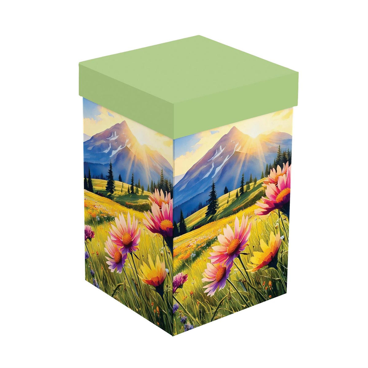Evergreen Ceramic Perfect Cup Mountains and Flowers 17oz