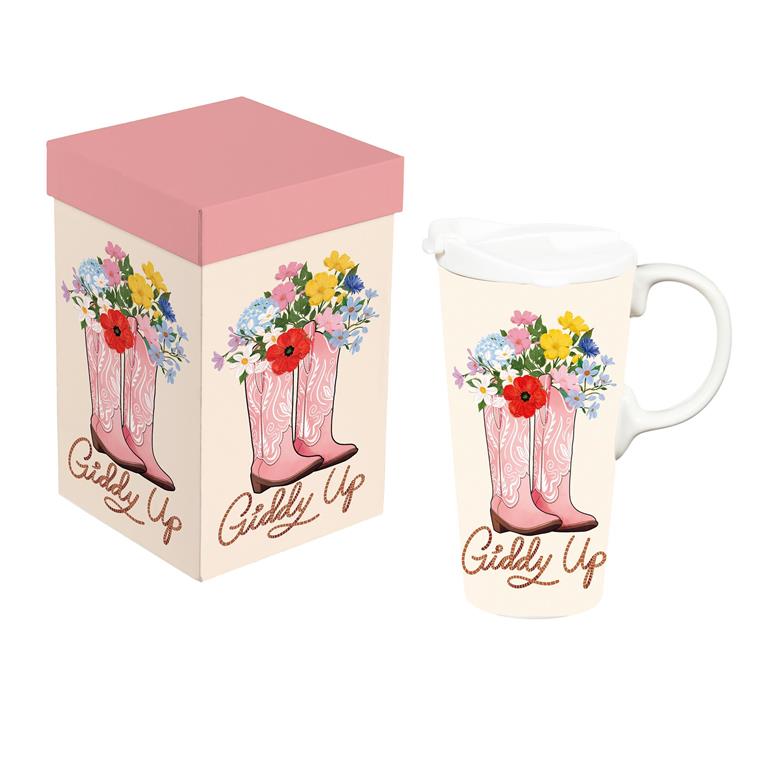 Evergreen Ceramic Travel Cup Giddy Up