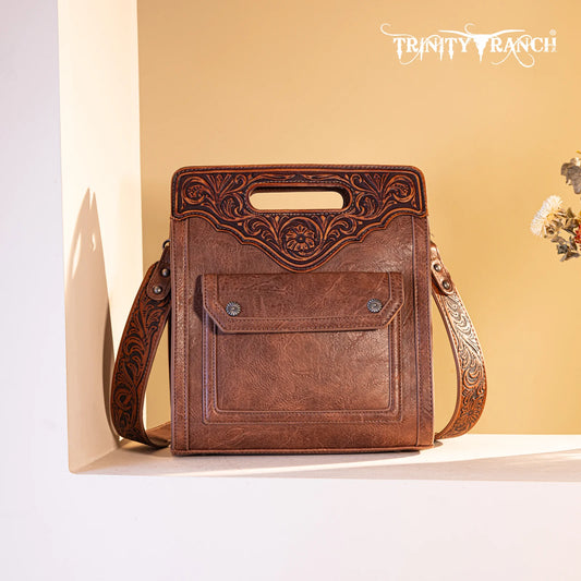 Montana West Trinity Ranch Crossbody Top Handle Floral Tooled CC