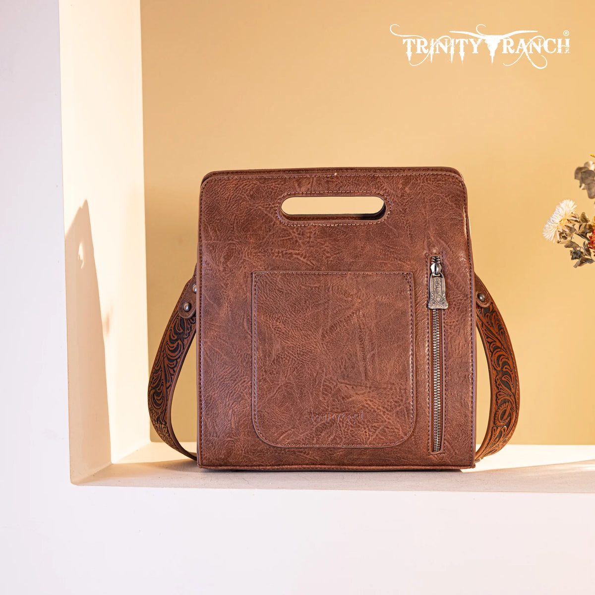 Montana West Trinity Ranch Crossbody Top Handle Floral Tooled CC