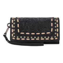 Trinity Ranch Floral Tooled Collection Wallet - Black