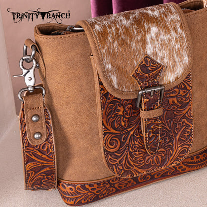 Montana West Trinity Ranch Cowhide Tooled Crossbody CC