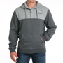 Cinch 1/4 Button Color Block Hoodie Charcoal