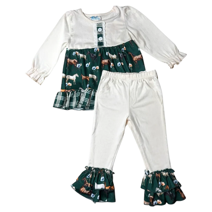 Shea Baby Green Floral Horse Leggings Set