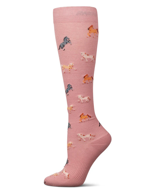 MeMoi Cotton Compression Horses Mauve