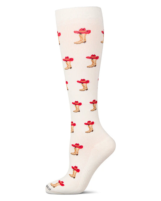 MeMoi Cotton Cowboy Boots Compression Ivory