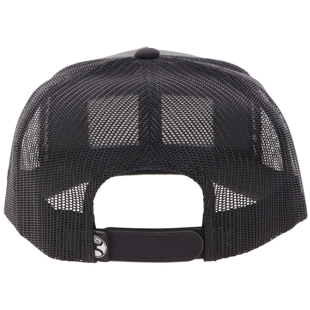 Hooey Wright Brothers Charcoal Black 5-Panel Trucker with Red Blue Rectangle Patch
