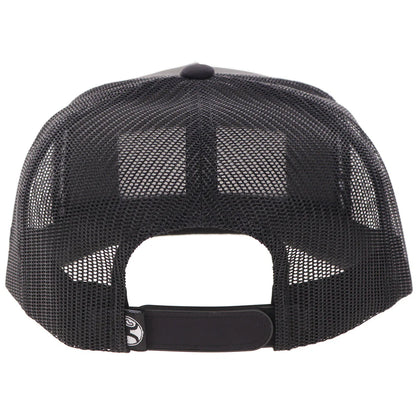 Hooey Wright Brothers Charcoal Black 5-Panel Trucker with Red Blue Rectangle Patch