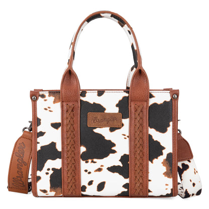 Montana West Wrangler Cow Print CC Tote/Crossbody Brown