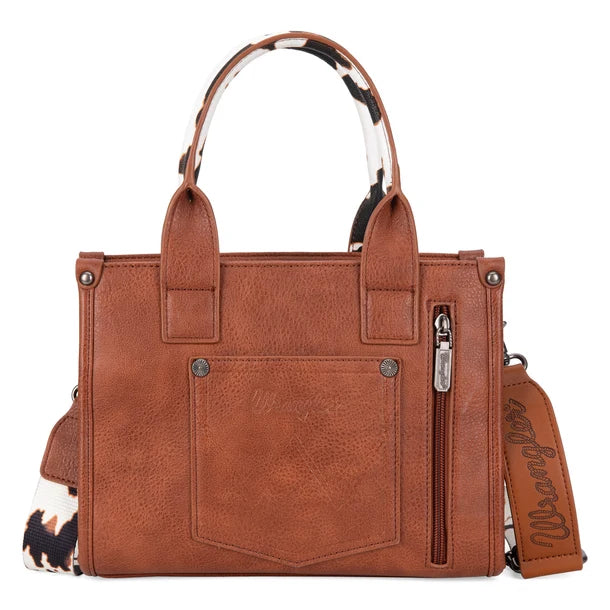 Montana West Wrangler Cow Print CC Tote/Crossbody Brown