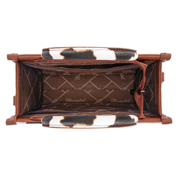 Montana West Wrangler Cow Print CC Tote/Crossbody Brown